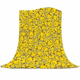 JOOCAR Cute Rubber Duck Throw Blankets Yellow Cartoon Ducks Throw Blanket Soft Lightweight Cozy Warm Blankets for Living Rooms Bedroom Couch Sofa Home Decor 40x50 Inch