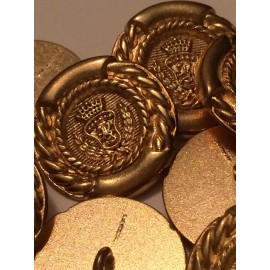 All Metal Gold Tone Shanks w/ Crown/Leaf Pattern - .75" diameter (set of 12)