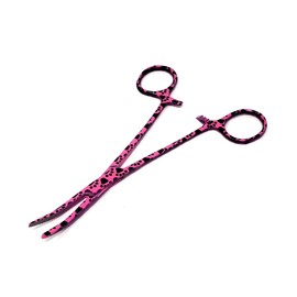 Dog/Cat Pet Ear Hair Puller 5.5" Hemostat Forceps Serrated Curved Jaws Ear Care Forceps, Made of Stainless Steel-Helps In Cleaning Ear Nose Face Paws Hair-Multipurpose Works on All Kind of Hair, PINK