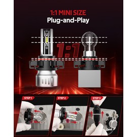 Torchbeam 5202 LED Fog Light Bulbs, 10,000 Lumens Brightness 5202 5201 PS19W PS24W LED Fog Lights Bulb, 60000HRS Lifespan,1:1 Mini Size 5201 Fog Light Bulbs, pack of 2