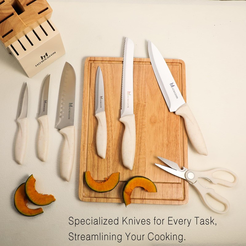 Howashin White Knife Set, 14 Pieces Kitchen Knife Set with