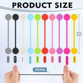 Reusable Magnetic Cable Ties, 10 Color 4.3 Inch Silicone Cable Ties Cord Organizer, USB Cable Manager with Strong Magnets for Office, School, Home Book Markers, Fridge Magnets (4.3 Inch)