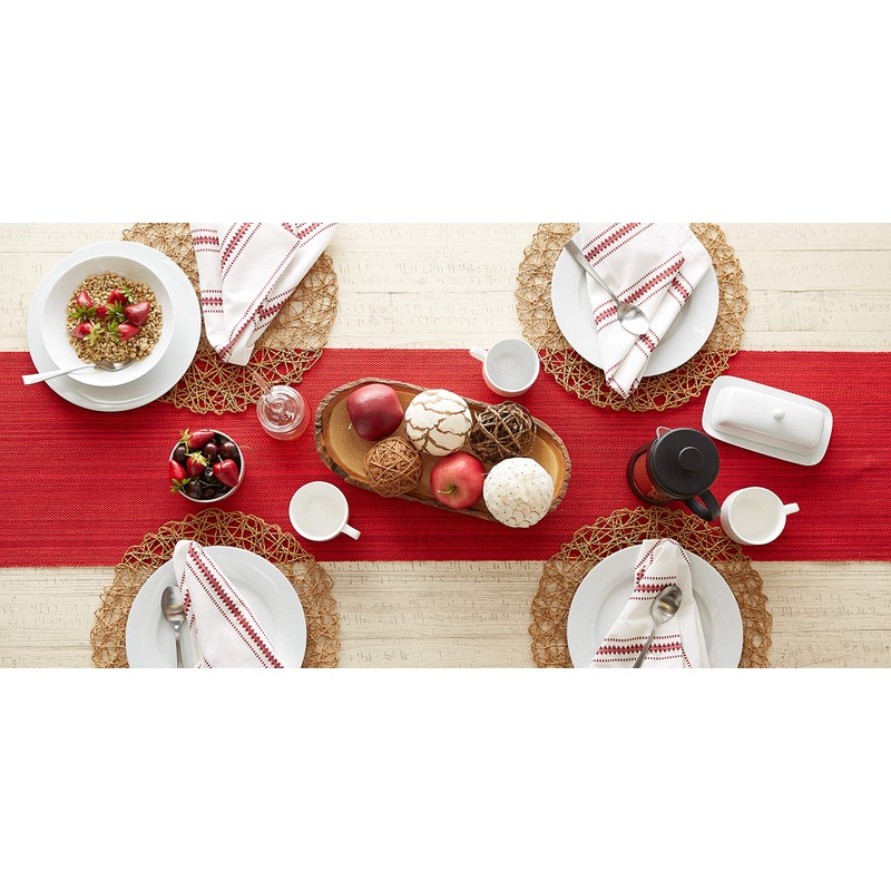 DII Variegated Tabletop Collection, Table Runner3x72, Tango Red