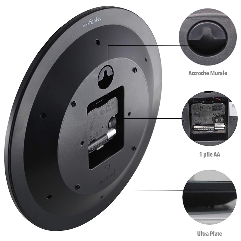 FISHTEC Wall Clock Modern Design - Silent Wall Clock without