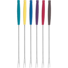 Trudeau Meat Forks with Silicone Handles Fondue Set, Standard, Multicolored