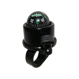 BENSON Bicycle Bell with Compass - Black or Chrome - Aluminium and Plastic - Handlebar Assembly - Classic