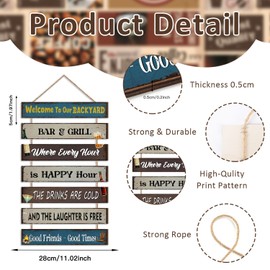 HPNIUB Welcome to Our Backyard Bar Signs, Outdoor Welcome Plaque for Porch Home Garden Patio Deck Wall Decor, Funny Rules Gift for Father’s Day Neighbors Friends Party, Summer Night Party Decorations