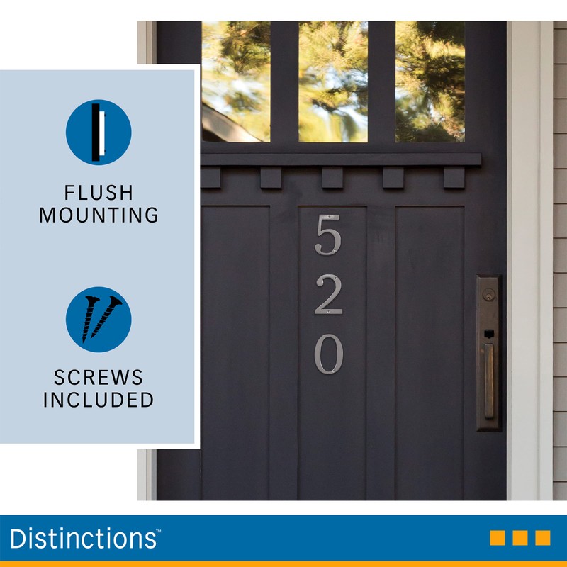 Distinctions by Hillman 843322 4-Inch Brushed Nickel Flush-Mount House Number