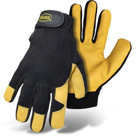 Boss Gloves #4048L Premium Goatskin Boss Guard Gloves, Size Large, Color Black and Gold.
