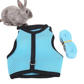 Rabbit Harness Set, Adjustable Buckle Breathable Small Animals Vest Harness Set with Mesh Leash for Rabbit Squirrel Bunny Ferret Guinea Pig(M)