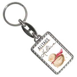 speecheese Chick Keyring with Saying Everyday Heroine Gift Chicken Duck for Girlfriend Colleague Mother - Kraft Motivation in Various Sizes, Border