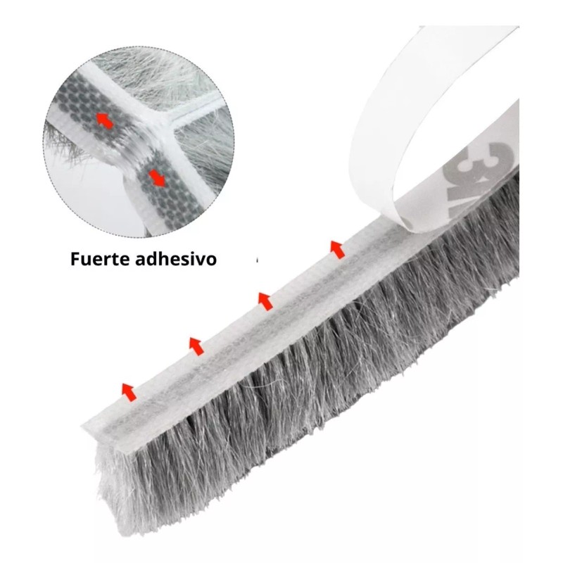 Estuchelandia 30m Tira Sellado 9x9mm Cepillo Cinta Polvera Puerta Ventana