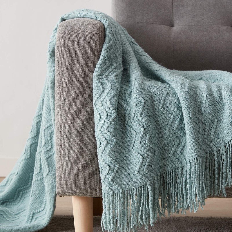 BOURINA Throw Blanket Textured Solid Soft Sofa Couch Cover Decorative