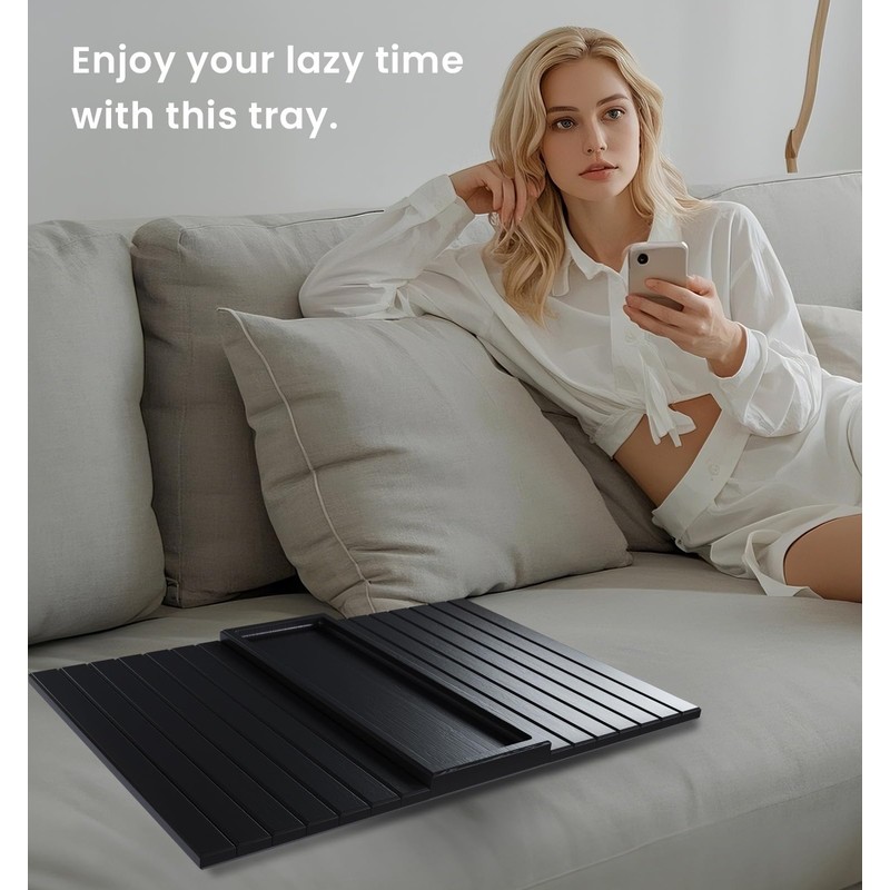 Danfoxer Sofa Arm Tray,Bamboo Folding Couch Arm Tray,Sofa Armrest Trays