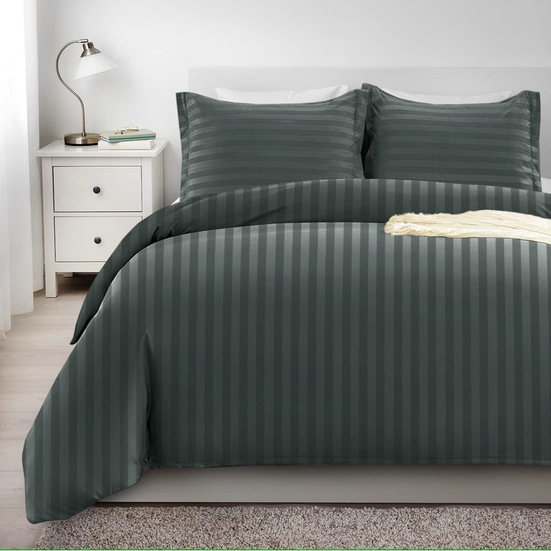 Imperial Rooms Single Duvet Cover Set Reversible Stripes Satin Bedding