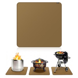 FLASLD Heavy-Duty Under Grill Mat 49inch Square Fire Pit Mat, Large Fireproof Waterproof Grill Pads Protect for Deck,Patio,Outdoor Charcoal,Smokers,Wood Floor,Indoor Brown Fireplace Reusable