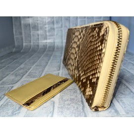GUODI HL-10042 Long Wallet, Round Zipper, Card Case, Python, Genuine Leather, Pearl Finish, Women's, Men's, Wallet, Snake Skin, Snake Skin
