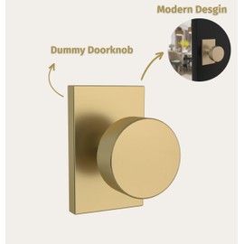 Mega Handles - Laura Dummy I Door Knob for Hallway, Closet and Bathroom I Reversible Heavy Duty Design I Fits All Standard Door Sizes I Screws Included - Satin Brass (2 Pack)