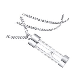 TOVINANNA Glass Urn Pendant Necklace with Sand Clock Design Memorial Jewelry for Ashes Durable Stainless Steel Chain Keepsake for Loved Ones