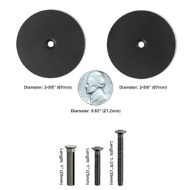 NAUBEA 1 Pack Door Knob Hole Cover Plate Matte Black Deadbolt Cover Plate 2 5/8" Diameter Round Door Hole Filler Plate, 1" and 1.5" Screws, Repair Locks and Doors Hole for Home Security