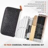 Kosiz 18 Pcs Charcoal Drawing Set Sketch Kit Black Charcoal