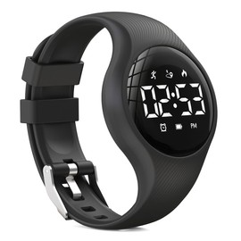 synwee Kids Digital Pedometer Watch, Step Counting Watch, Fitness Tracker, Waterproof, Date/Alarm Clock/Timer, for Children Teens Boys Girls Women (Black) …