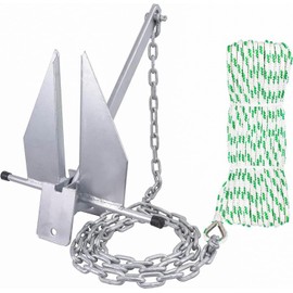 MARINE SYSTEM Anchor Kit Fluke Anchor with Anchor Chain and Boat Anchor Rope Set for Boats Pontoon, Deck, Fishing, and Sail (10 lb)