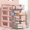 Glomora 4-Tier Desk Storage Box, Transparent Plastic Organizer with Bunny