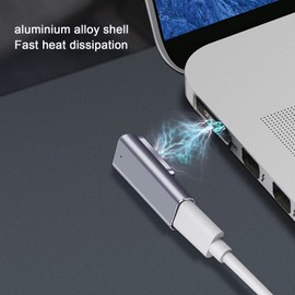 Type C to Magnetic Adapter T Tip Adapter, USB C 5A PD Fast Charging Converter Connector for OS X Laptop, T Head Magnetic Suction (Gray)