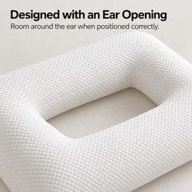Ear Hole Pillow for Side Sleepers – Rectangular Ear Piercing Pillow with Polyester Filling, 14.2 × 23.6 Inches