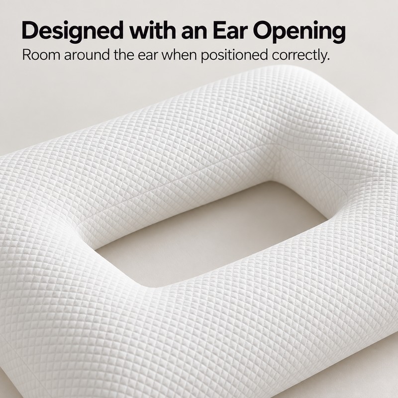 Ear Hole Pillow for Side Sleepers – Rectangular Ear Piercing
