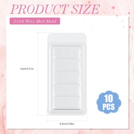 5 Cell Wax Melt Molds Empty Clear Wax Containers Easy to Use PET Plastic Clamshells for Wickless Candles Making Melting Packaging DIY, 5.5 x 2.6 Inch(10 Pcs,Square)