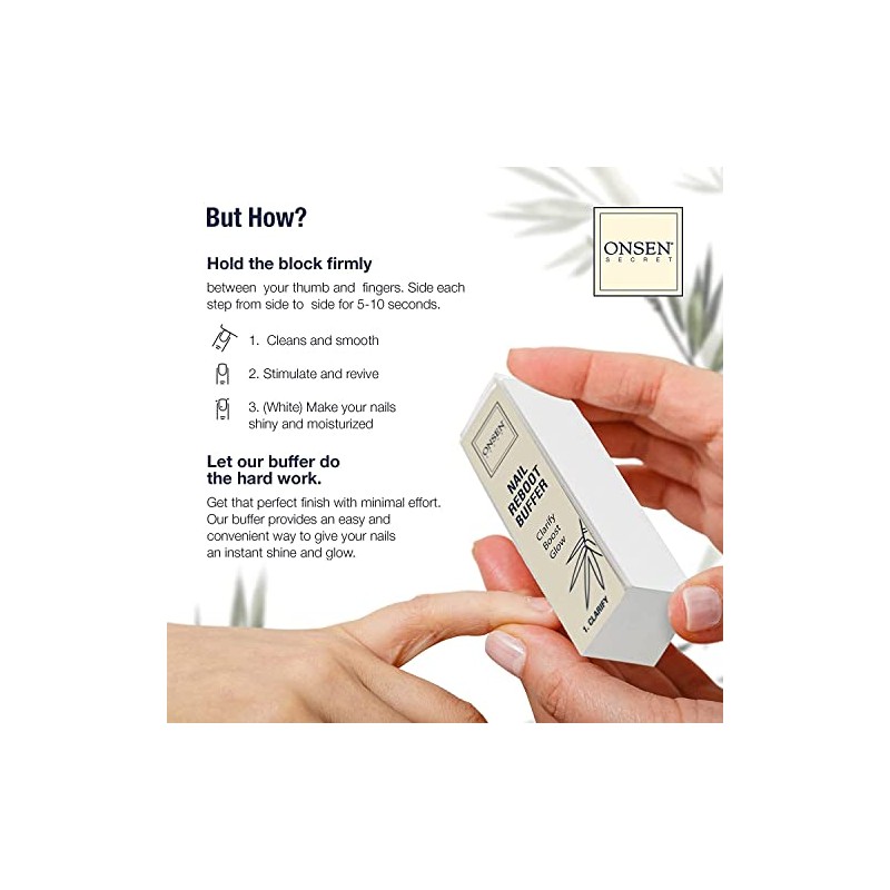 Onsen Secret Professional Nail Buffer, Ultimate Shine Nail Buffing Block