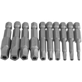Mesee 10 Pieces Torx Star 5 Point Security Tamper Proof Screwdriver Bits with 1/4" Hex Shank H2.15-H7.55 Magnetic Pentagon Head Screw Driver Bits, 2-Inch Length