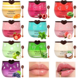 10 PCS Bee Lip Balm Honey Pot, Honey Lip Balm Bulk, Moisturising Sleep Lip Mask Overnight with Sticks, Reduce Lip Lines, Birthday Gifts for Women, Party Favors for Women
