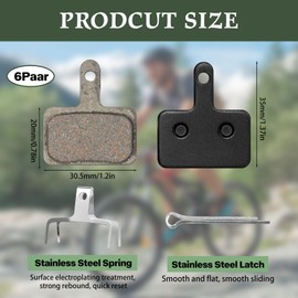 NVGVUP Pack of 6 Bicycle Brake Pads, Disc Brake Pads for Shimano MT500 M575 MT200 T675 T615, Semi-Metallic Brake Pads, Mountain Bike, MTB Ebike Brake Pad Replacement