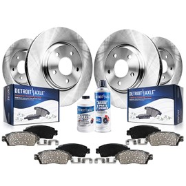Detroit Axle - Brake Kit for 04-17 Nissan Quest Brake Rotors Ceramic Brakes Pads 2004-2007 2008 2009 2010 2011 2012 2013 2014 2015 2016 2017 Replacement: 11.42" inch Front and 12.13" inch Rear Rotors