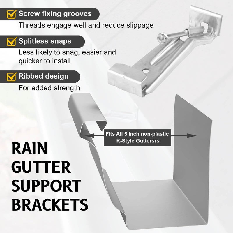 20 Pcs Gutter Hangers 5 inch with Pre-Inserted Quick Screw