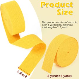 Yellow Webbing 1.5 Inch Cotton Webbing Straps for Bags Straps Purse Straps Luggage Backpacks Straps Arts and Crafts 1 1/2 inch-6 Yards+6yards