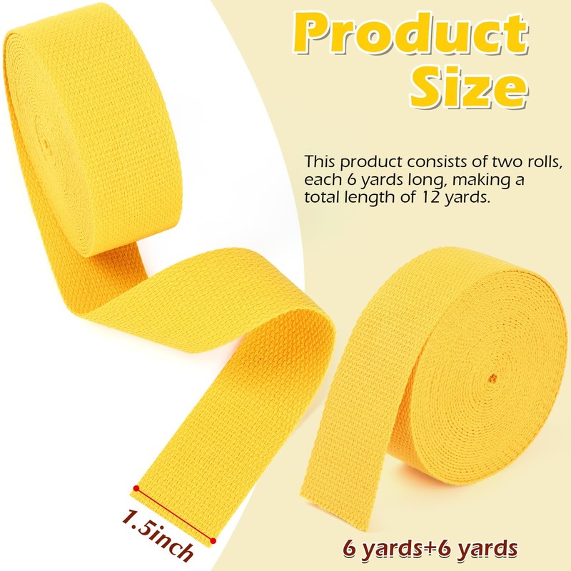Yellow Webbing 1.5 Inch Cotton Webbing Straps for Bags Straps