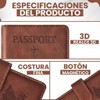 Porta Pasaporte con Bloqueo RFID, Set de 2 Fundas para