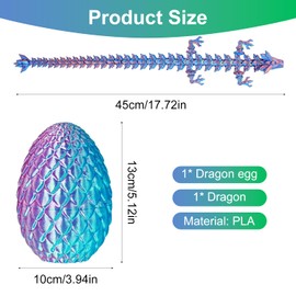 3D Printed Dragon in Egg Removable Mystery Articulating Gemstone Crystal Dragon Figurine Home Office Decor Executive Desk Toys Autism Toys Egg for Anxiety Relief