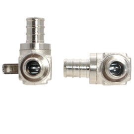 5 Pcs XFITTING Barb Crimp 1/2 Inch Pex Mini Angle Ball Valve, Full Port, 1/4 Turn, Brass, 24-1-2=5X