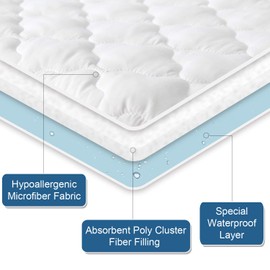 SPRINGSPIRIT Twin XL Mattress Protector Waterproof, Breathable & Noiseless Twin XL Mattress Pad Cover Quilted Fitted with Deep Pocket up to 14" Depth (39"x 80"), Breathable, Noiseless, Washable, White