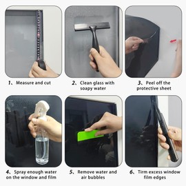 Lmlpt Window Tint Kit Window Film Installation Tools, 6 Pieces Complete Application Tools for Home Car Glass Vinyl Film Tool Kit Protective Tinting Kit with Spray Bottle, Squeegee, Knife, Tape Measure