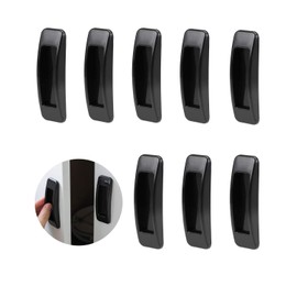 LIUHE 8 Pack Self-Stick Push Pull Helper Black ABS Plastic Door Window Wardrobe Handle Instant Cabinet Drawer Handles