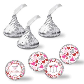 Gal Pal Girlfriend Galentine Valentine Party Kiss Sticker Labels, 300 Party Circle Sticker sized 0.75” for Chocolate Drop Kisses by AmandaCreation, Great for Party Favors, Envelope Seals & Goodie Bags