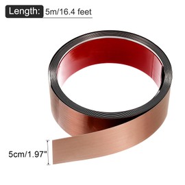 uxcell Wall Trim Molding, 16.4 ft x 1.97 in Stainless Steel Peel and Stick Self Adhesive Trim Metalized Brushed Finish Strip Border Edge Frame Trim for Home DIY Decoration, Rose Gold