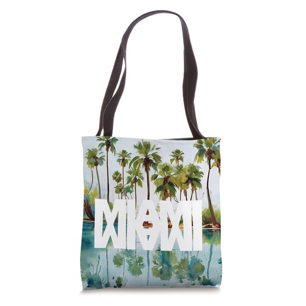 Miami Florida Palm Trees Scenic View Watercolor South Beach Tote