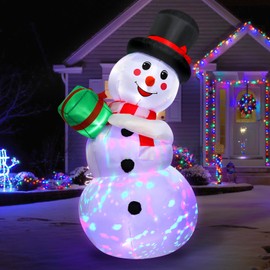 PAETAE Christmas Inflatables, 6FT Christmas Blow Up Snowman, Outdoor Inflatable Christmas Yard Decoration with Rotating LED Lights, Christmas Decor for Home,Holiday,Party,Garden